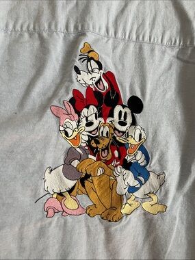 Disney x Gap Characters Embroidered Kids Button Down Chambray Shirt XL